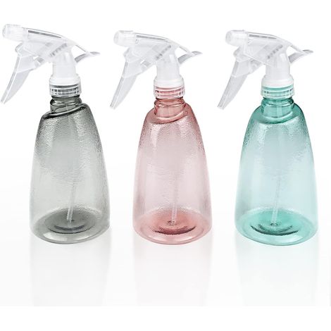 Paquete de 3 botellas rociadoras vacías de 500 ml, botella rociadora de gatillo de plástico rellenable, botella rociadora transparente para limpieza, plantas, cabello, jardín (1/4)