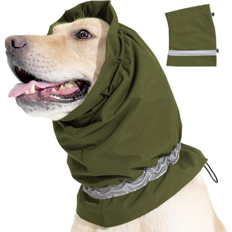 Cache-oreilles d'hiver pour chien, apaisants et imperméables, résistants à la neige, vert armée, taille L (circonférence 50-64 cm), pour animaux de compagnie (1/5)