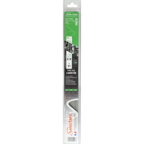 Baguettes soudure inox 316L 3.2mm lot de 7 - longueur 350mm Selectarc