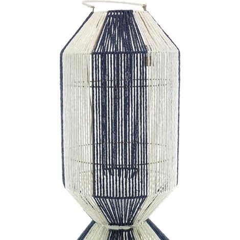 VAN DER LEEDEN Laterne XL Blau & Weiß Ø 34 cm Höhe 60 cm - Papierseil & Metall (1/3)