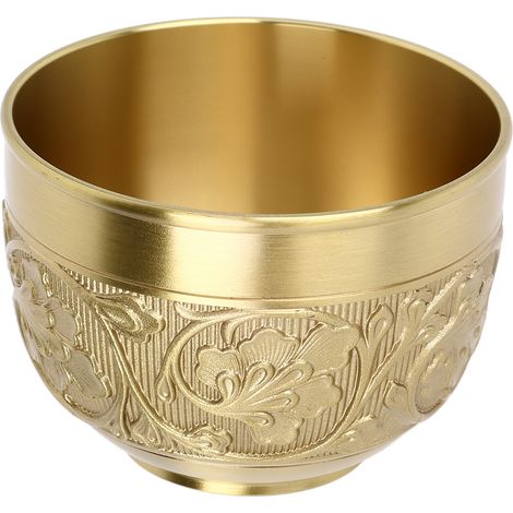 Tasse à thé en laiton, ornée de motifs en relief raffinés, style rétro européen, petite tasse à café idéale pour les fêtes à la maison, les pendaisons de crémaillère, sans anse. (1/5)
