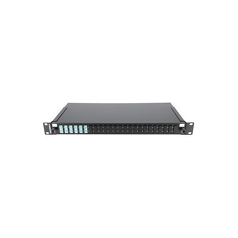 Gigamedia TIRRA6SCOM3 1U Black OM3 Multimode Optical Drawer with 6 Turquoise SC Duplex Connectors