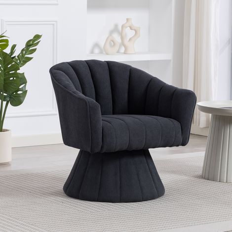 Sedia girevole 70x66x72 cm grigio scuro in velluto a coste con seduta ergonomica 360° (1/5)