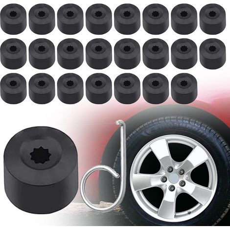 23 x Wheel Bolt Covers Anti-Theft Screw Covers Compatible with VW Cars Compatible with Cars (Black) (1/5)