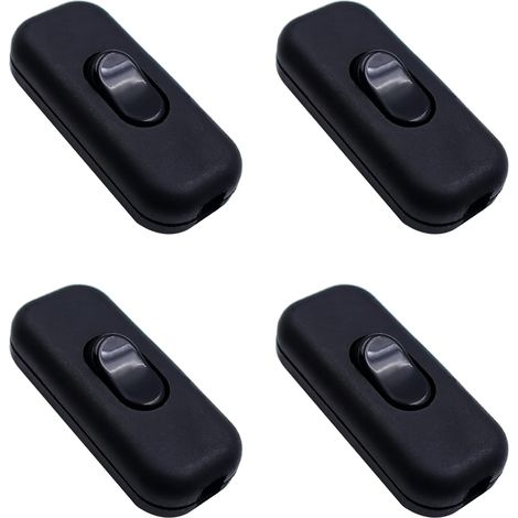 4 Piece Black Bedside Lamp Rocker Switch 6A 250V 2 Wire 3 Wire Inline Lamp Intermediate Switches for Small Appliances Desk and Bedside Lamps (1/5)
