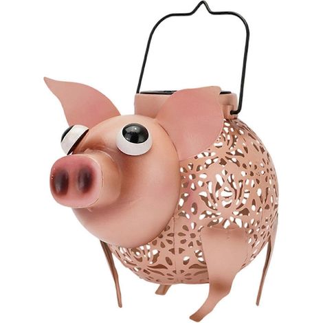 Lampe solaire décorative en forme de silhouette animale ajourée, idéale pour un jardin en forme de cochon. (1/5)