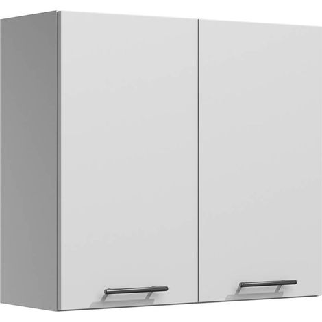 Tendencio – Meuble haut de cuisine 80 cm – 2 portes blanches mates – Panneaux stratifiés 16mm – Montage rapide et facile