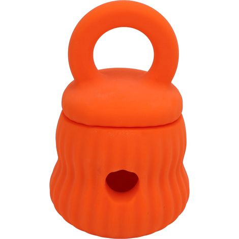 Interaktives Futterspielzeug für Hunde aus hitzebeständigem Silikon. Beugt Verdauungsproblemen vor und reduziert Angst und Stress bei Haustieren. Farbe: Orange. (1/5)