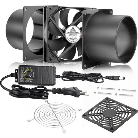 100mm Ventilateur de Conduit 12V Ventilateur Axial 100mm 220v Fan Extracteur d'Air 3000 tr/min avec 0-100% Vitesse Réglable pour PC (1/5)