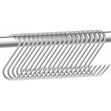 Lot de 15 crochets de boucher en acier inoxydable - 15 cm - Crochets de boucher - Crochets en forme de S - Pour salle de bain, chambre à coucher, bureau, cuisine, magasin, travail de la viande (1/5)