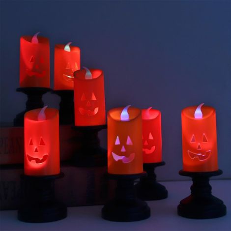Bougie Sans Flamme Citrouille - Lampe LED Orange pour Décoration Halloween - Lumière Festive pour Fête Intérieure - Lot de 1 (1/5)