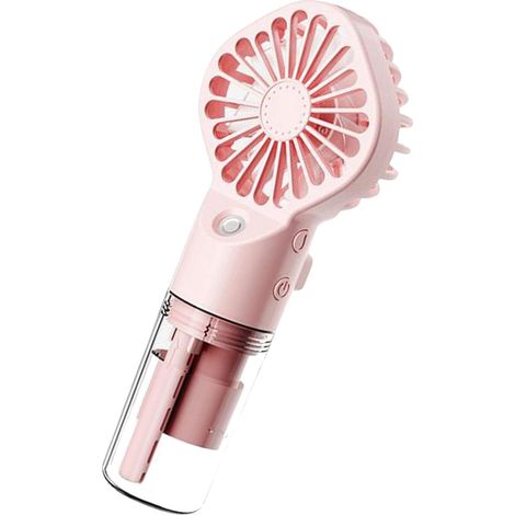 CSPARKV Portable Misting Fan, Mini Transparent Mist Spray Fan, USB Rechargeable Mist Maker with 4 Speeds for Home, Office, Outdoor, Travel, PINK (1/5)