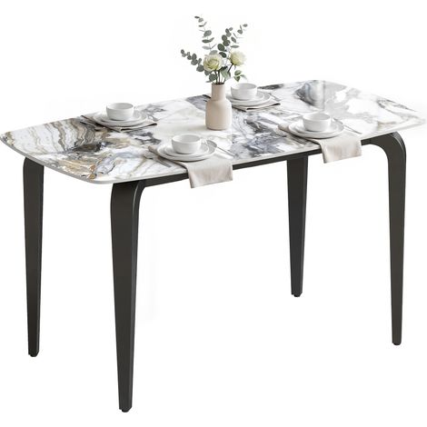 HOMCOM Dining Table for 4, Kitchen Table with Sintered Stone Tabletop, White