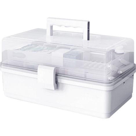 Tragbare, mehrlagige Kunststoffbox, Erste-Hilfe-Set, Notfall-Aufbewahrungsbox, Hausapotheke (1/2)