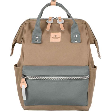 Mochila PTN beta-6072 de tela color caqui y gris. (1/5)