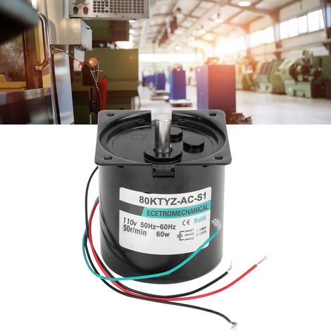 Moteur synchrone AC XD80KTYZ + Condensateur + Support 60 W à aimant permanent, bidirectionnel, à couple élevé et basse vitesse, micromoteur à arbre excentrique, 50 tr/min, 110 V AC (1/5)