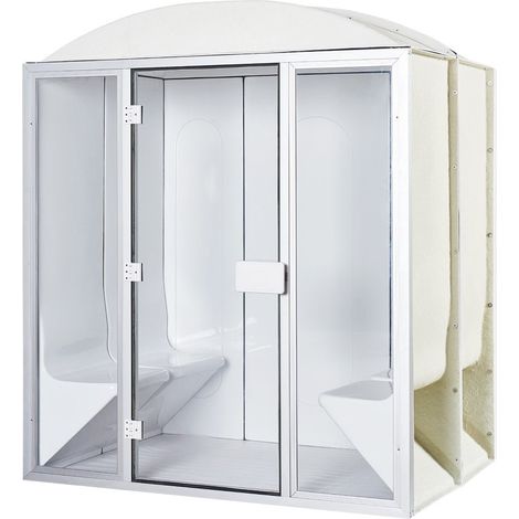 Cabine de hammam 4 places complète en acrylique + porte et vitres 190 x 130 x 225 cm pret à monter desineo
