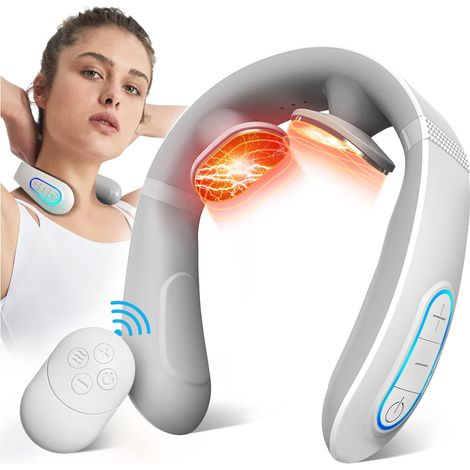 Masajeador de cuello eléctrico pulsado portátil para tejidos profundos y puntos gatillo, ideal para aliviar la tensión muscular. Regalos para mujeres y hombres. (1/2)