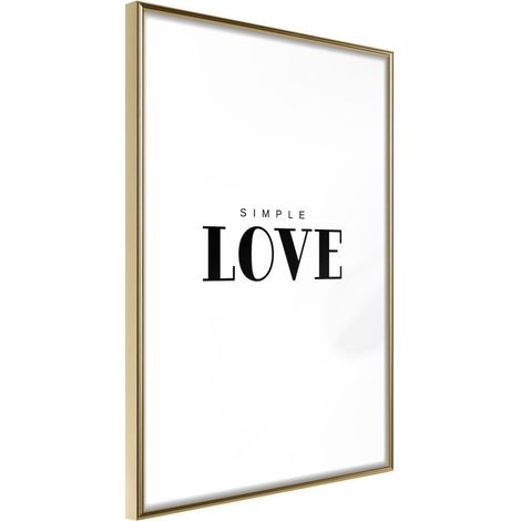 Affiche Murale Encadrée "Simple Love" 21 x 30 cm Or