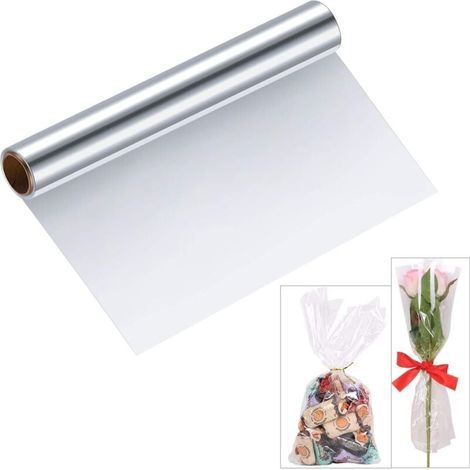 Papier cellophane transparent, rouleau de cellophane pour emballage cadeau de fleuriste (1/4)
