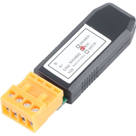 Capteur de température industriel RS485 Modbus RTU avec sonde NTC intégrée, collecteur de données pour systèmes automatisés PLC, mesure précise, compatible montage DIN, envoi de données à distance, bo (1/5)