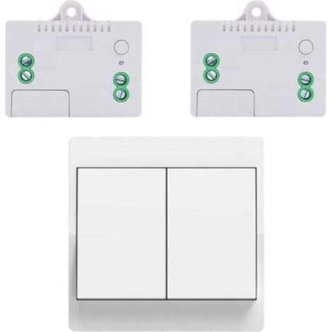 EU interrupteur sans fil sans piles kit interrupteur sans fil autoalimente va et vient sans fil sans pile radio interrupteur a distance eclairage domestique (EU 2Gang 1V2 A) (1/4)
