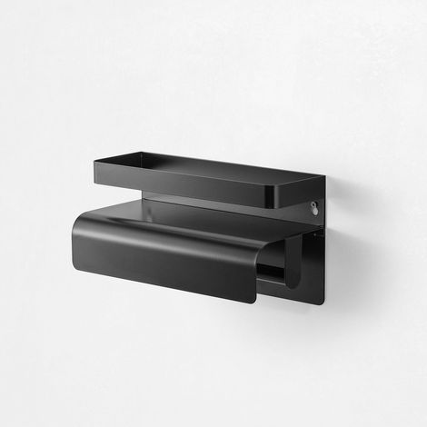 Moderne Küchenregal Gef mit Metall-Küchenrollenhalter - Schwarz