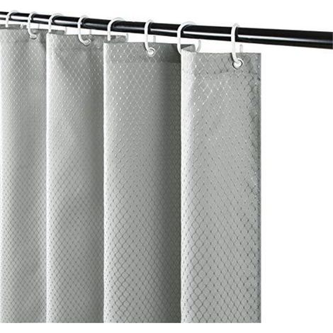 Schimmelresistenter Duschvorhang aus wasserdichtem und waschbarem, dickem Polyestergewebe mit Waffelmuster für die Badewanne, inklusive 10 Haken, klein, 150 x 180 cm