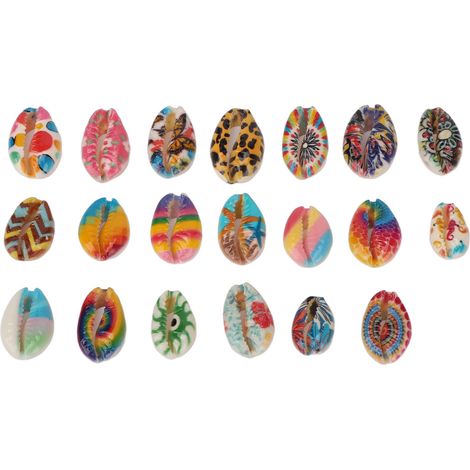 20 pièces coquillages pendentifs cheveux imprimés floraux, anneaux coquillages pour tresses dreadlocks et bijoux capillaires (1/5)