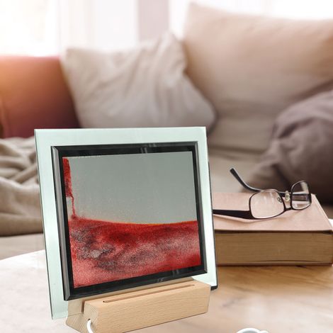 Lampe de bureau 3D mobile en sable, avec pilote USB, veilleuse LED et motif sable fluide. Lampe de chevet carrée créative en acrylique, inspirée du sablier. Lampe de bureau pour la maison ou le bureau (1/5)