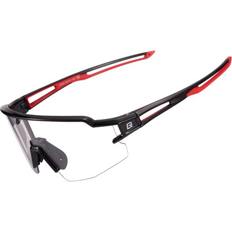 Gafas de ciclismo fotocromáticas con filtros UVA y UVB 400, color negro y rojo (1/5)
