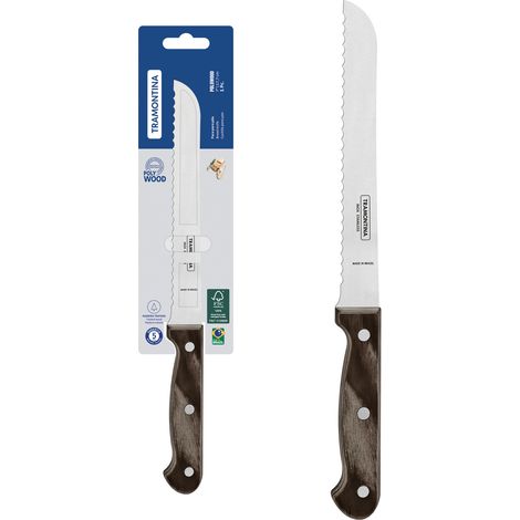 Tramontina Polywood coltello pane acciaio marrone 17,5 cm