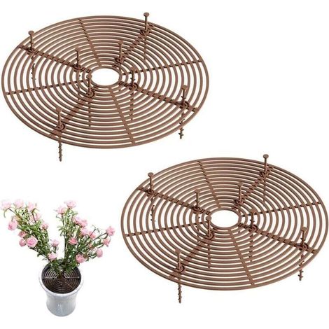 Protection Plante Chat 2 pièces Grilles de Protection pour Pot de Fleurs 30cm Pot de Fleurs Grille Disque de Protection Plante Cache-Pot de Fleurs pour Jardin, Marron (1/4)
