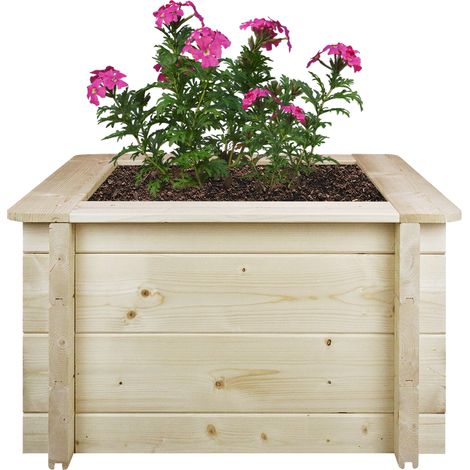 Hochbeet aus Holz - 58x58xH35 cm - Kübel für den Außenbereich für Garten, Balkon, Terrasse - Kübel aus Holz für Blumen, Gewürze, Gemüse- solid 28 mm pine/spruce wood - Timbela M616 (1/5)