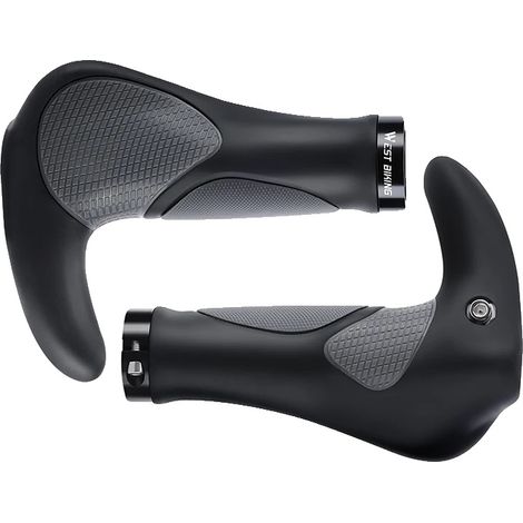 Puños para manillar, diseño ergonómico, absorción de impactos, negro/gris (1/2)