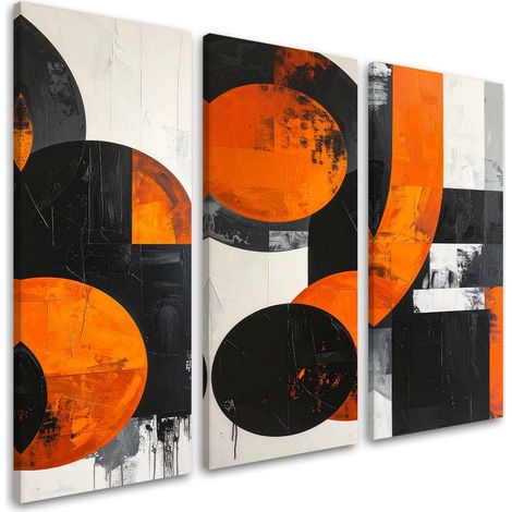 Set de tableaux sur toile  Abstraction orange 3 x 60x120 (1/4)