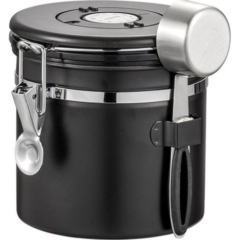 Boîte de conservation du café 1,2 L avec valve CO2, pour 227 g de grains, en acier inoxydable (1/5)