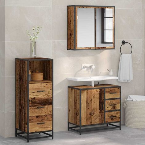 vidaXL Set di mobili per il bagno con cassetto 3 pcs Legno (1/5)