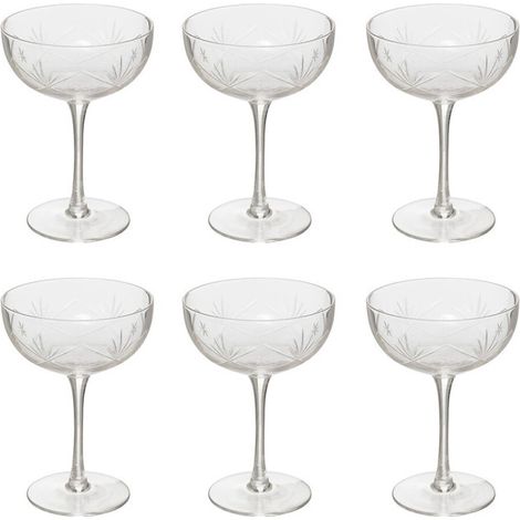 Lot de 6 coupes à champagne 28cl – Verre transparent – Élégantes avec motifs étoiles – Pour célébrations et événements – Secret De Gourmet (1/3)