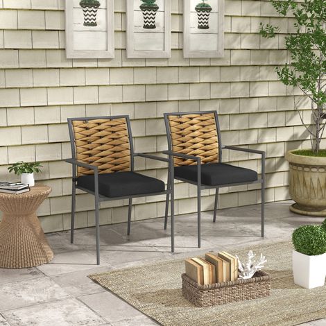 chaise jardin fauteuil empilable acier noir 57x58x87 HAVRYA (1/4)