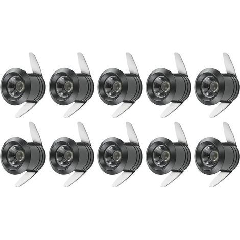 10 mini spots encastrés LED 1W avec transformateur séparé pour vitrine, cuisine, escaliers, placard, 90-265V AC [Classe énergétique A++] (1/5)