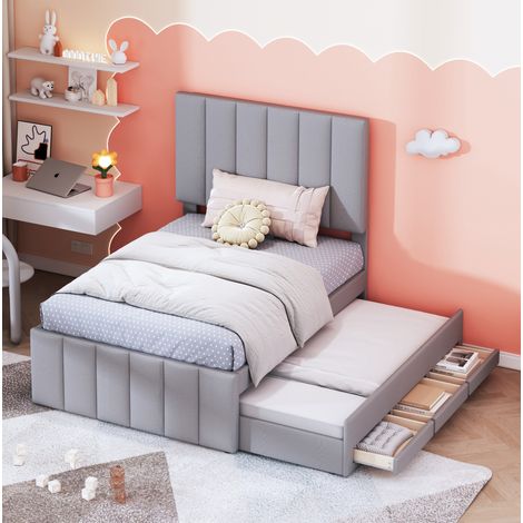 letto contenitore 90x200 con cassetti estraibile grigio OKMYHOME (1/5)