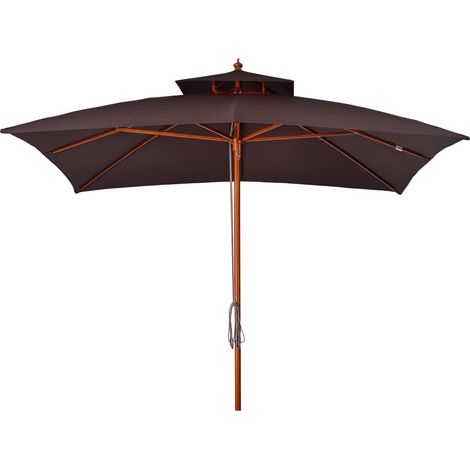 Ombrellone da giardino e patio 3 x 3 m con 8 stecche e telo a 2 livelli, marrone