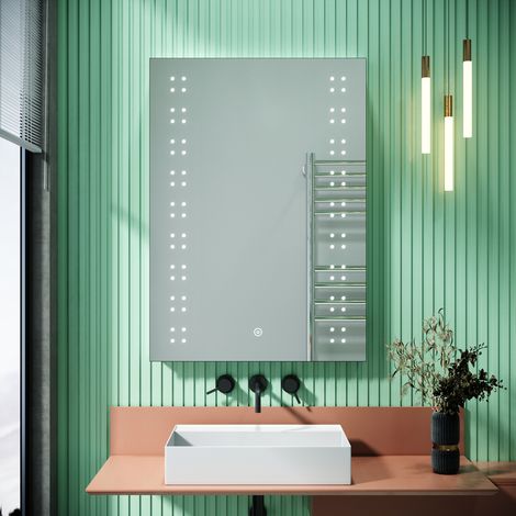 ELEGANT Bathroom Mirror Lights Mirror with Shaver Socket 500 x 700mm Bathroom Mirror Anti Fog Wall Mounted Mirror (1/5)