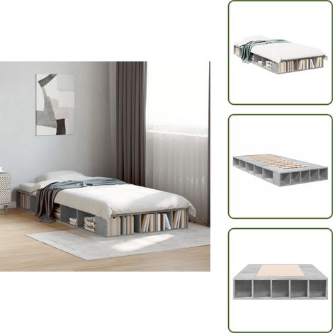 The Living Store Cadre de lit sans matelas gris béton 90x190 cm - Cadre De Lit - Lit Simple - Lit Gris - Meuble Chambre - Rangement Sous Lit