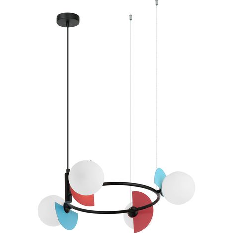 Suspension Italux NAUTI ronde boules verre multicolore 4xG9 (1/4)