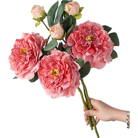 Fleur de pivoine artificielle pour vases hauts, paquet de 3, diamètre 15 cm, hauteur 48 cm, fleur de pivoine en soie pour vases, centres de table (1/5)