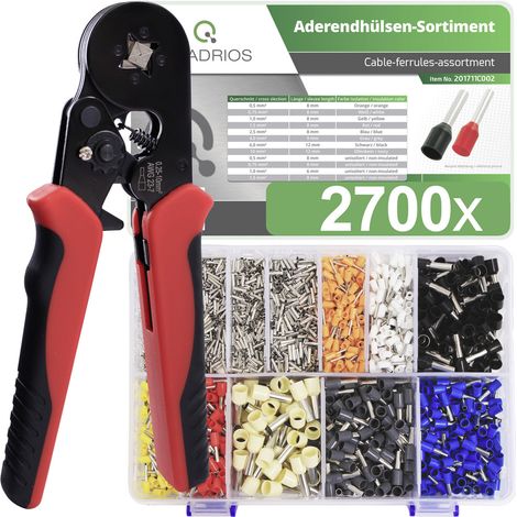 Quadrios 23T045 Aderendhülsen-Sortiment 0.5 mm², 0.75 mm², 1 mm², 1.5 mm², 2.5 mm², 4 mm², 6 mm², 10