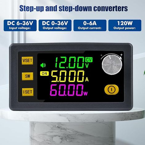 Régulateur de tension 12V DC Step down converter Step up convertisseur 12V 5V, dc 6-36V à 0-36V 120W 6A VA couleur LCD module de charge solaire puissance régulateur protection (SK120) (1/5)
