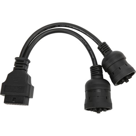 LKW-Diagnoseadapterkabel – OBD2-Buchse 16-polig auf 9+6-poligen Stecker (29,5 cm) (1/5)